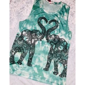 Seafoam Green Tie Dye Elephant Tank Top